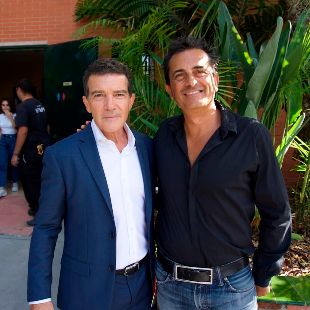 Antonio Banderas and Paulino Cuevas at Loasur Film Studios