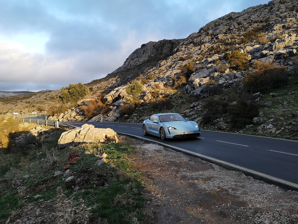 Porsche© Taycan on the road Sierra de Grazalema Cádiz