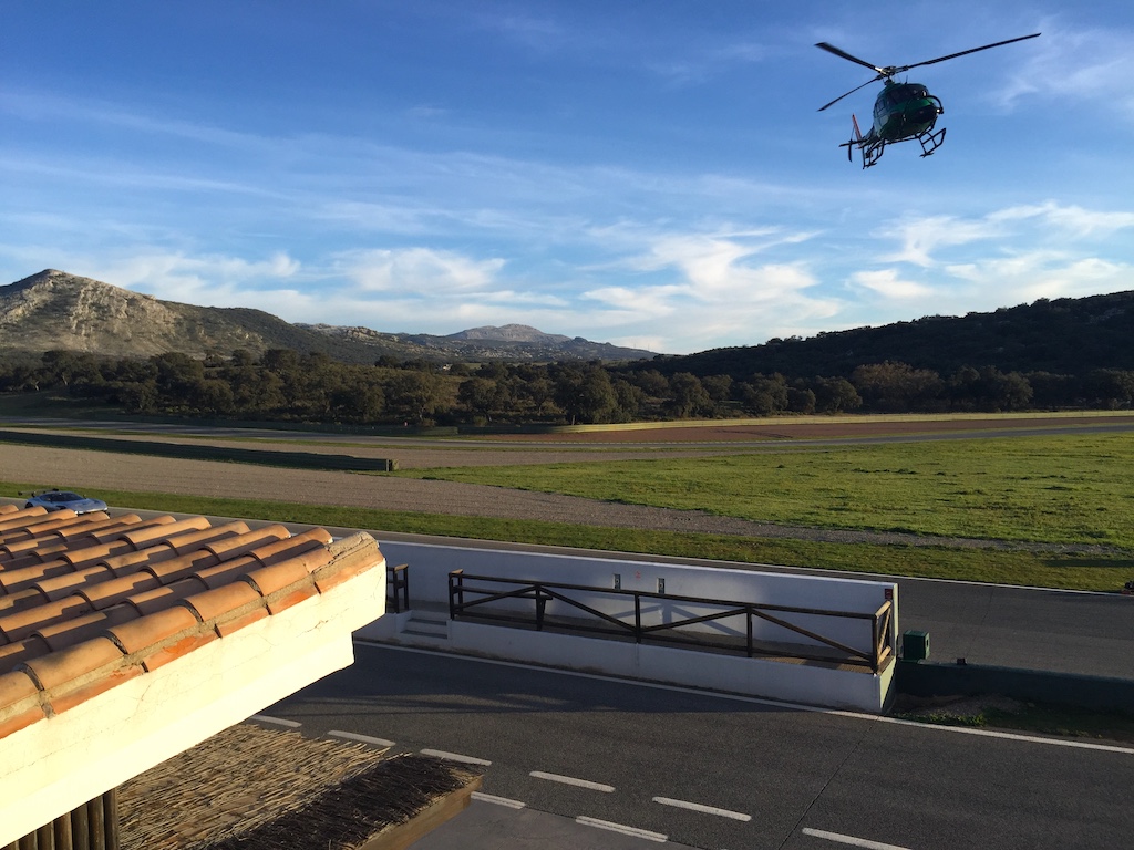Helicopter flying over the Ascari Race Circuit