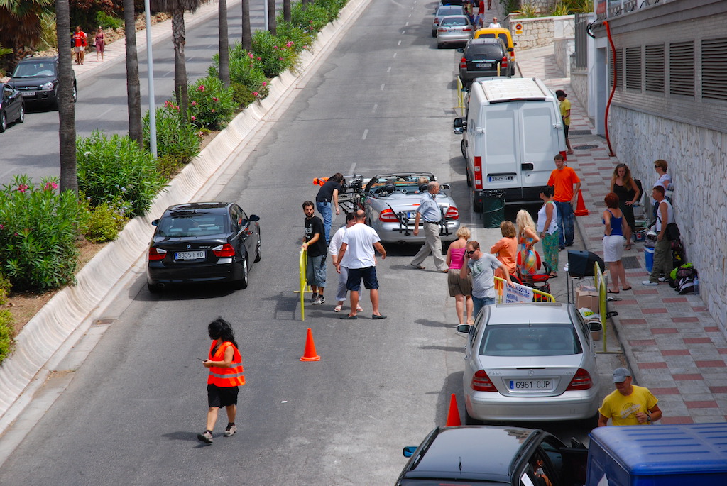 Shooting car sequences for the feature On The Sunny Side of the Street feature film directed by Shooting of On The Sunny Side of the Street directed by Valery Uskov in Benalmádena Málaga