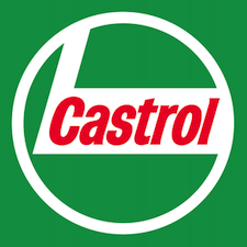 Castrol logo with red letters with green background