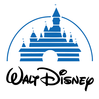 Disney castle logo in blue with white background