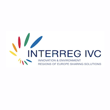 Interreg IVC with the colorful star logo and blue letters over white background