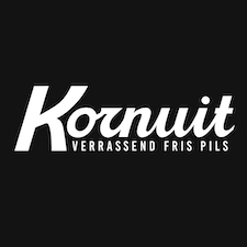 Kornuit beer logo in withe with background in black