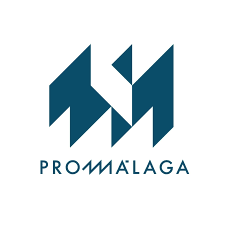Promalaga logo in blue color with white background