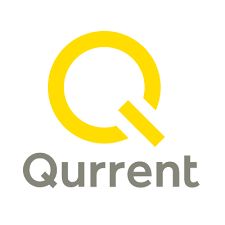 Qurrent energy in yellow and grey color with white background