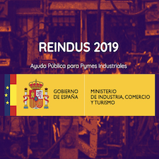 Reindus Programme banner with the Spanish shield over yellow background