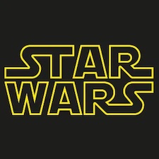 Star Wars logo with yellow letters and black background
