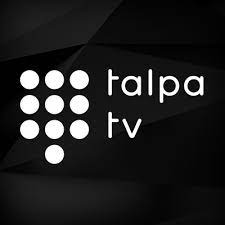 Talpa TV. logo in white with black background