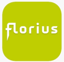 Florius logo in apple green color background